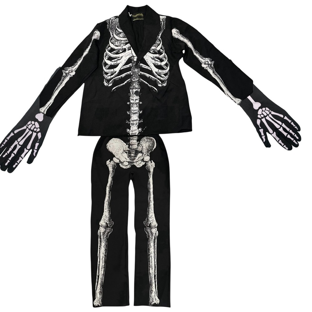 🎃 Underwraps Costume M Skeleton 4 Piece Black